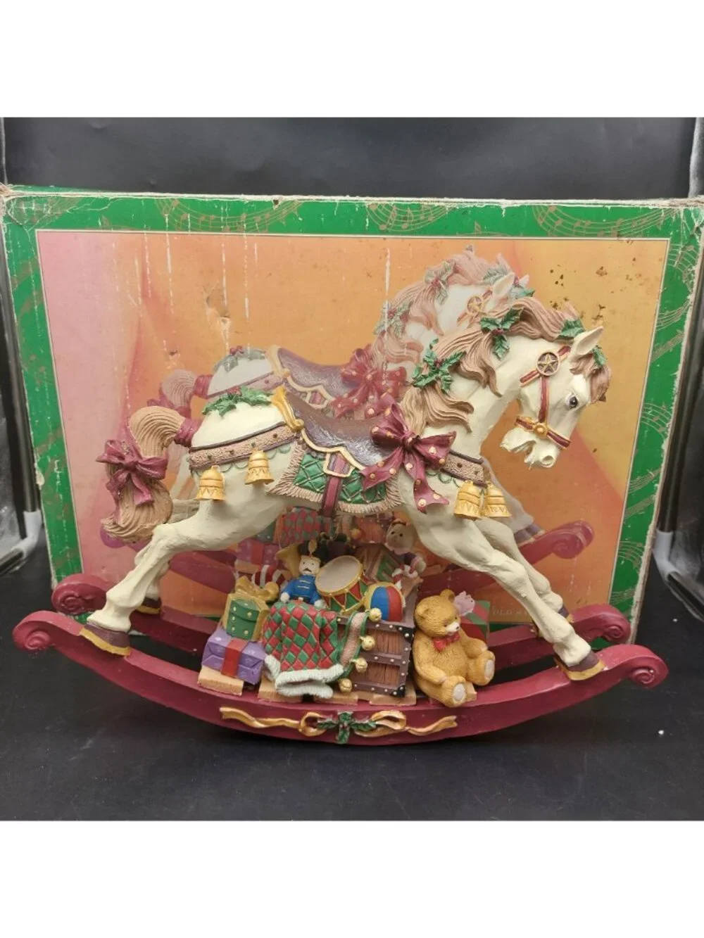 Vintage JC Penney Musical Rocking Horse Jolly Old St Nick In Box Christmas 15